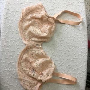 Felina Bra Size 38DD Lace Wide Straps Nude Sheer Wired Sex Linger…